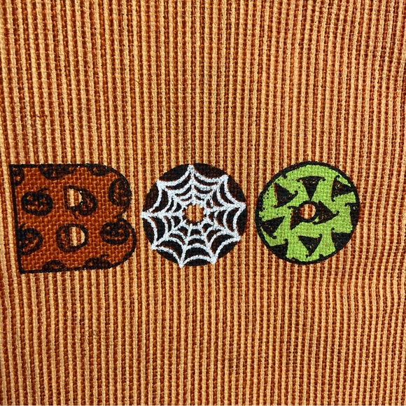 Halloween-themed burlap bag,  "BOO" Bag, Orange, Black‎ - Picture 2 of 10
